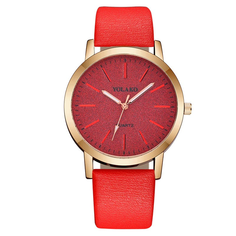 Brilliant Starry Sky Round Simple Dial with Vegan Leather Band Quartz Watches