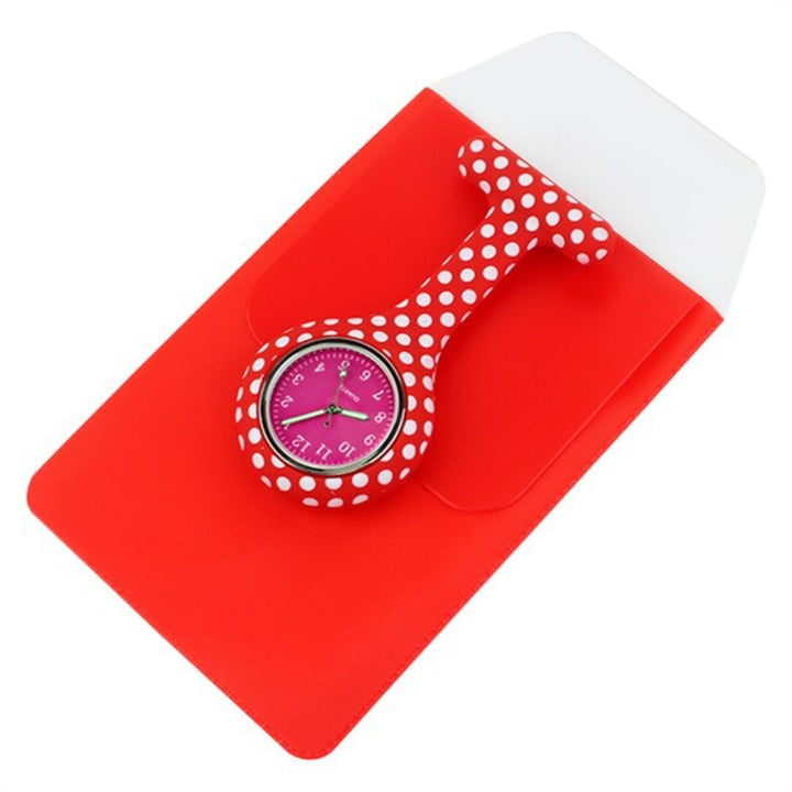 Polka Dot Silicone Pocket Quartz Watches with Pen Holder