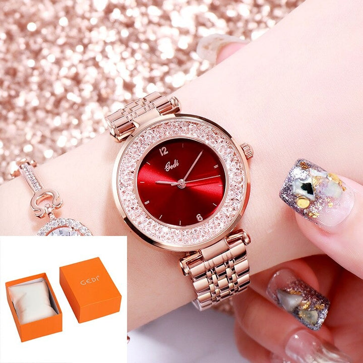 Lavish Rhinestone Emblazed in Stainless Steel Quartz Watches