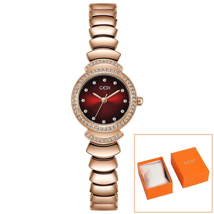 Eye-Catching Colorful Dial with Rhinestone Adorned Waterproof Quartz Watches