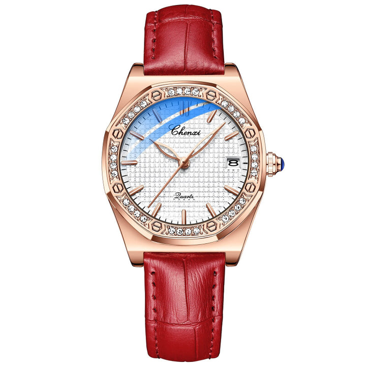 Elegant Fashion Rhinestone Accented Octagonal Case Women's Quartz Watches