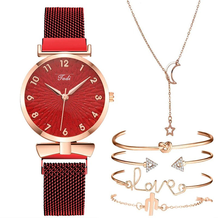 Casual Minimalist Bowknot Case with Stainless Steel Mesh Band Quartz Watches