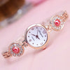 Women's Lustrous Rhinestone and Pearl Bejeweled Bracelet Quartz Watches