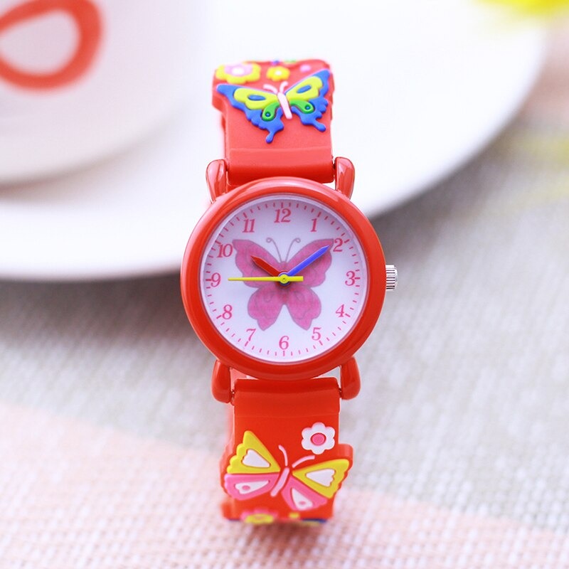 Colorful Butterfly Fashion Silicone Strap Quartz Watches for Kids