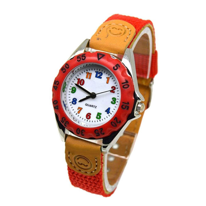 Children's Colorful Numbers-Style Dial Nylon Strap Quartz Watches