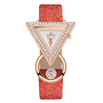 Geometric Rhinestone Triangle Shape Numberless Dial with Frosted Strap Quartz Watches