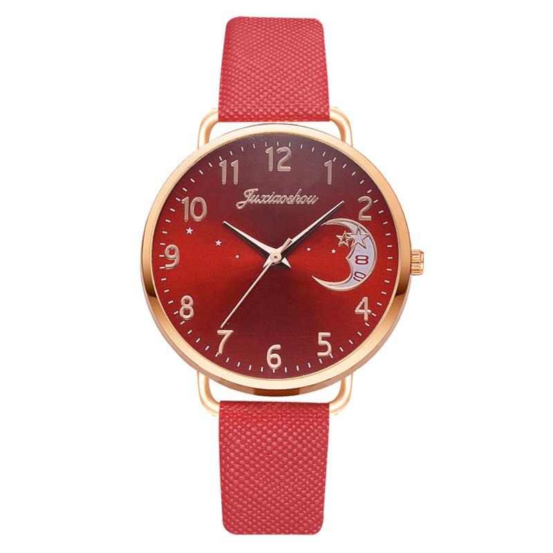 Enchanting Crescent Moon and Star Dial with Vegan Leather Strap Quartz Watches