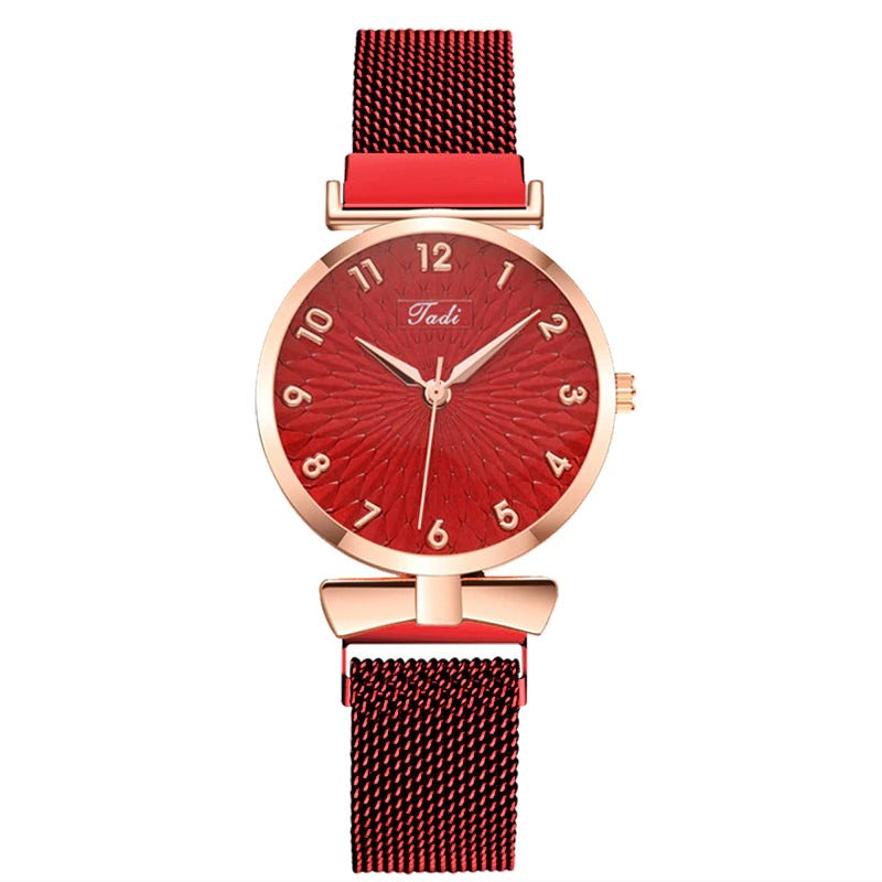 Casual Minimalist Bowknot Case with Stainless Steel Mesh Band Quartz Watches