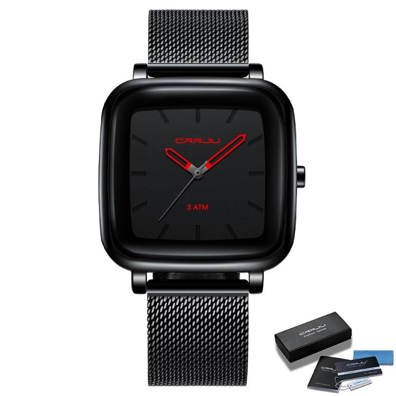 Sporty Rounded Square Case Waterproof Quartz Watches