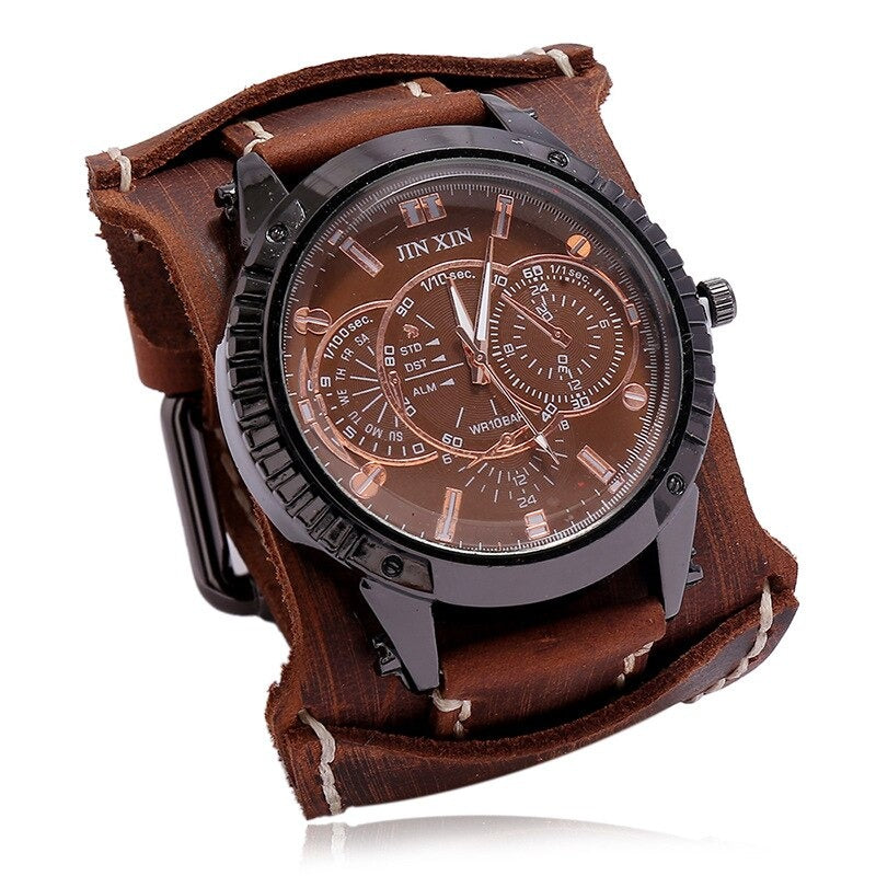 Genuine Leather Strap Vintage Cuff Quartz Watches