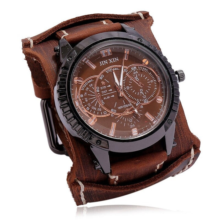 Genuine Leather Strap Vintage Cuff Quartz Watches