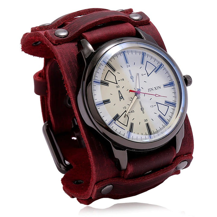 Retro Thick Genuine Leather Strap Quartz Watches