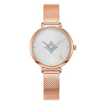 Delicate Curved Glitter Embellished Dial with Steel Mesh Strap Quartz Watches
