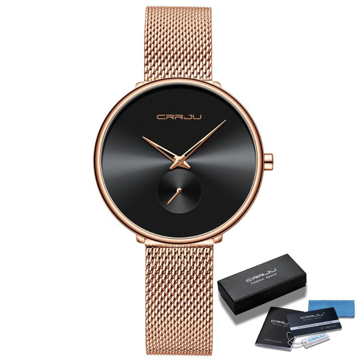 Women's Casual Minimalist Slim Mesh Belt Waterproof Quartz Watches