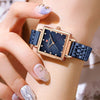 Smooth Solid Stainless Steel Band Rhinestone Square Case Dial Quartz Watches