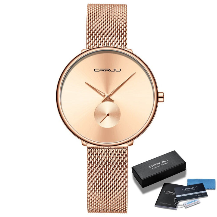 Women's Casual Minimalist Slim Mesh Belt Waterproof Quartz Watches