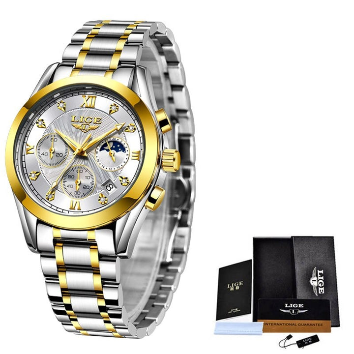 Stainless Steel Women's Chronograph Business Quartz Watches