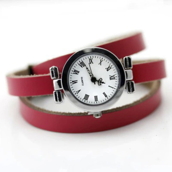 Multi-color Wrap Around Vegan Leather Strap Quartz Watches