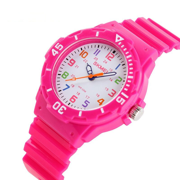 Fashion Watches for Kids with Bright-Colored Strap Quartz Wristwatch