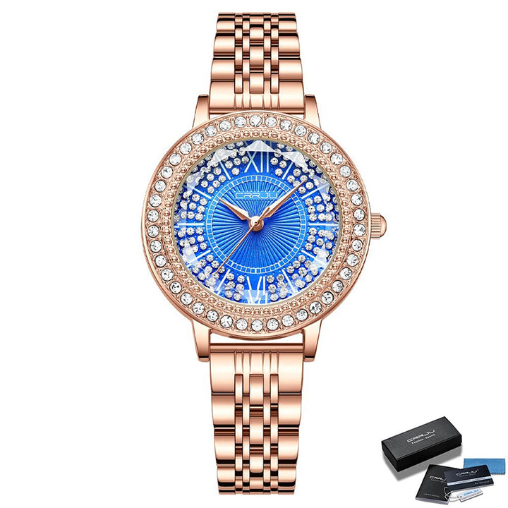 Elegant and Bright Rhinestone Embellished Round Dial Quartz Watches