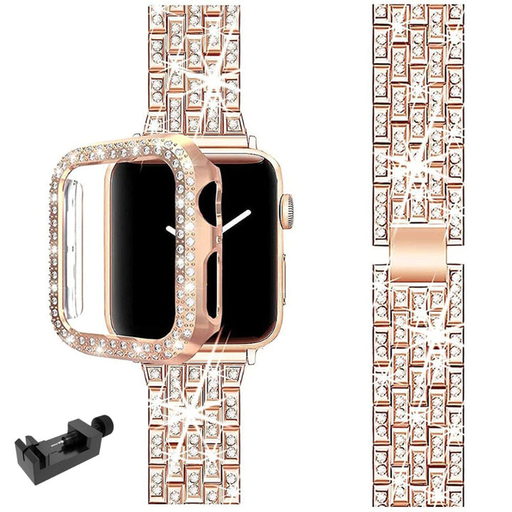 Dazzling Rhinestone Studded Apple Watch Case and Strap Mod Kits