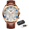 Luxury Waterproof Vegan Leather Strap Sports Chronograph Quartz Watches