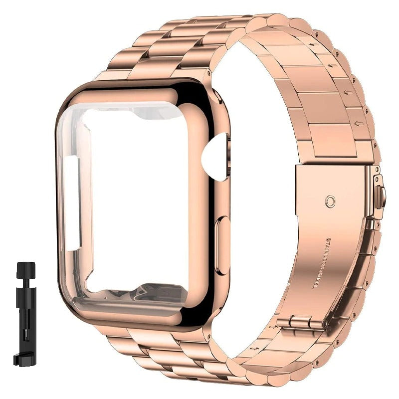 Case and Stainless Steel Strap Replacement Set for Apple Watches