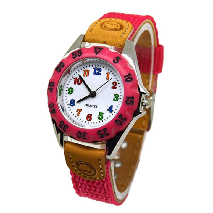 Children's Colorful Numbers-Style Dial Nylon Strap Quartz Watches