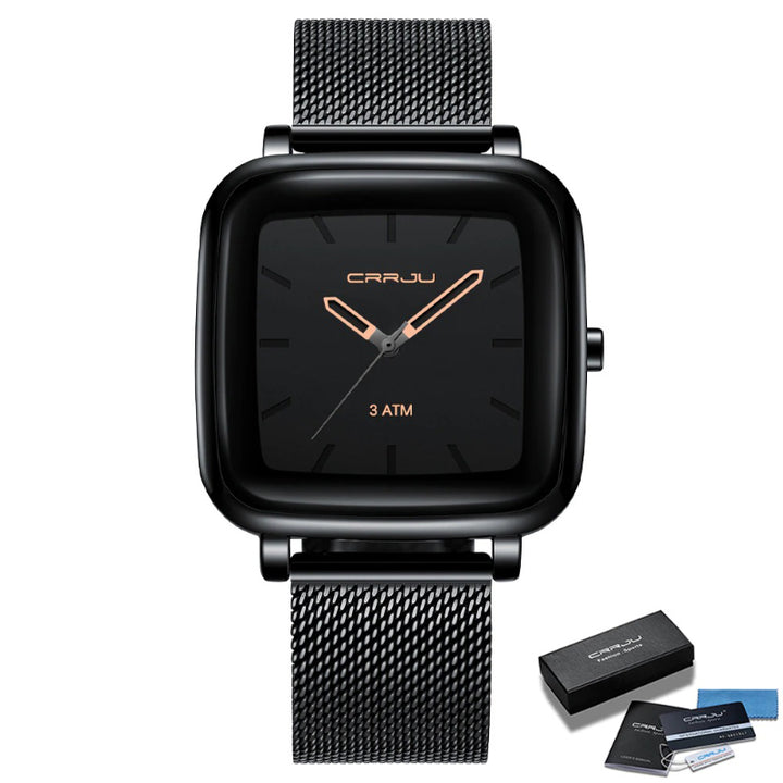 Sporty Rounded Square Case Waterproof Quartz Watches