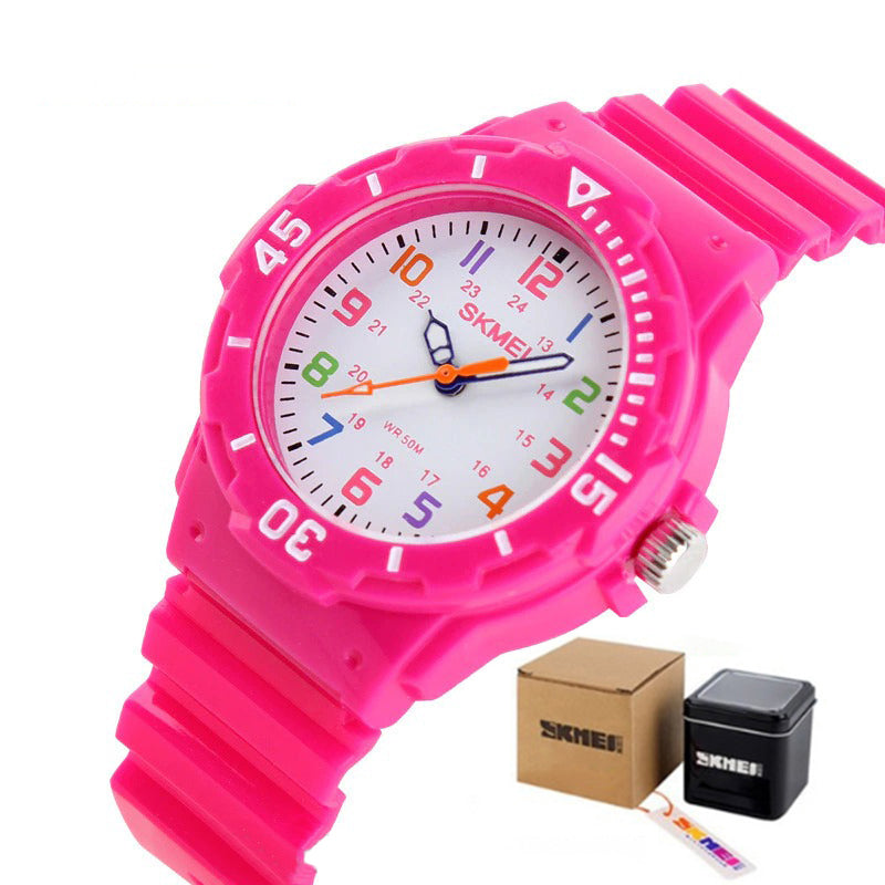 Fashion Watches for Kids with Bright-Colored Strap Quartz Wristwatch