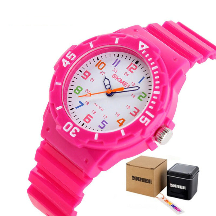 Fashion Watches for Kids with Bright-Colored Strap Quartz Wristwatch