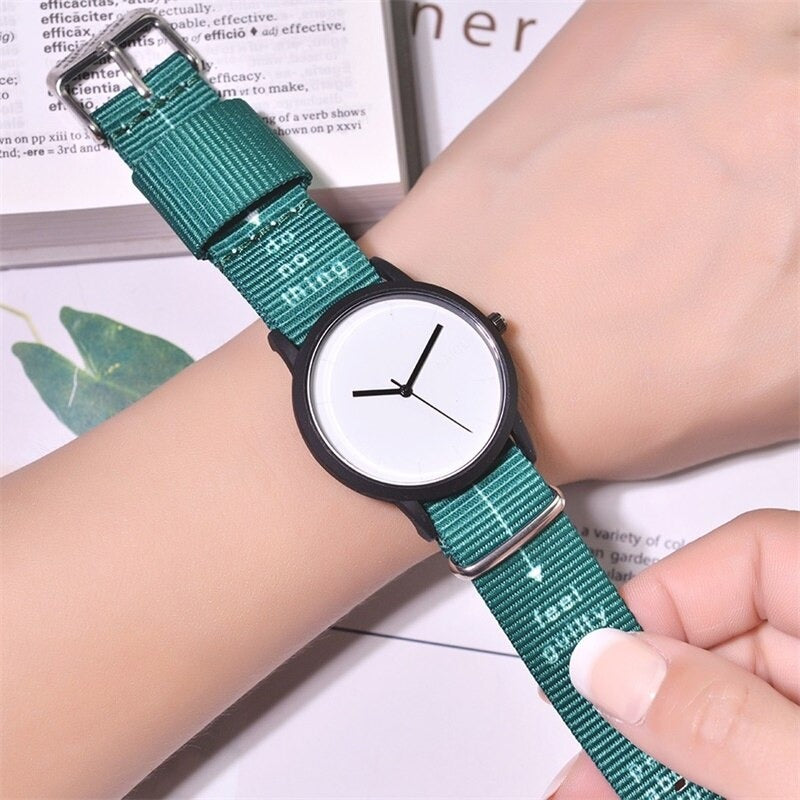 Multicolor Printed Canvas Band Sports Quartz Watches