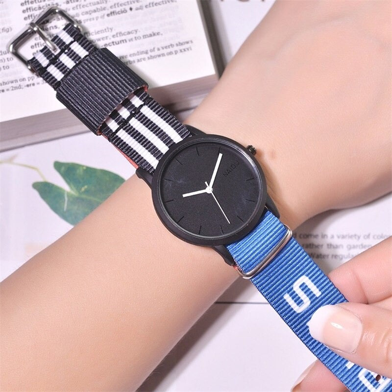 Multicolor Printed Canvas Band Sports Quartz Watches