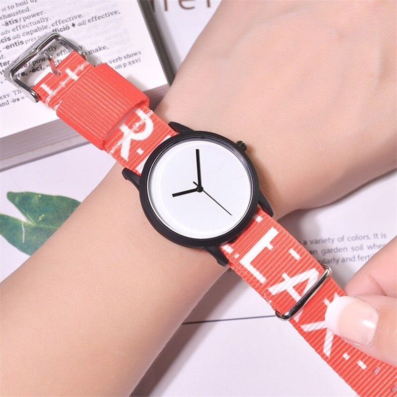 Multicolor Printed Canvas Band Sports Quartz Watches