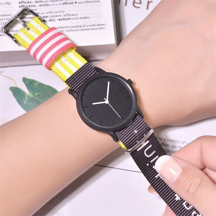 Multicolor Printed Canvas Band Sports Quartz Watches