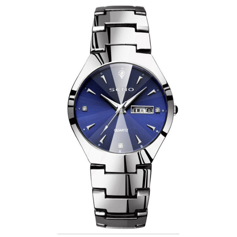 Sophisticated His and Her Stainless Steel Couple's Quartz Watches