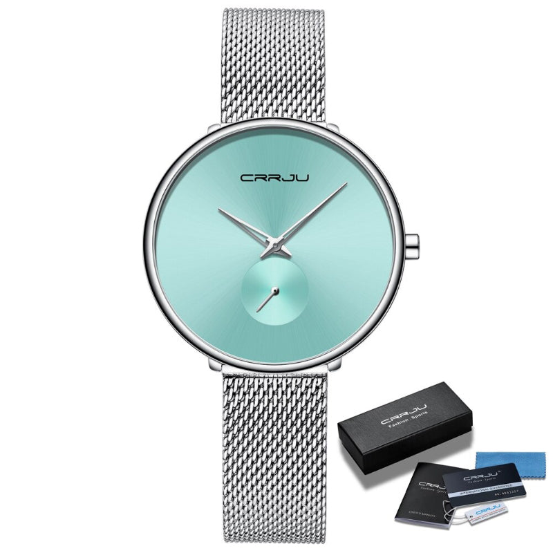 Women's Casual Minimalist Slim Mesh Belt Waterproof Quartz Watches