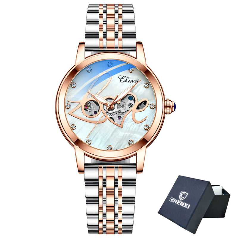 Sparkling Romantic Hollowed-out Love Dial Automatic Watches