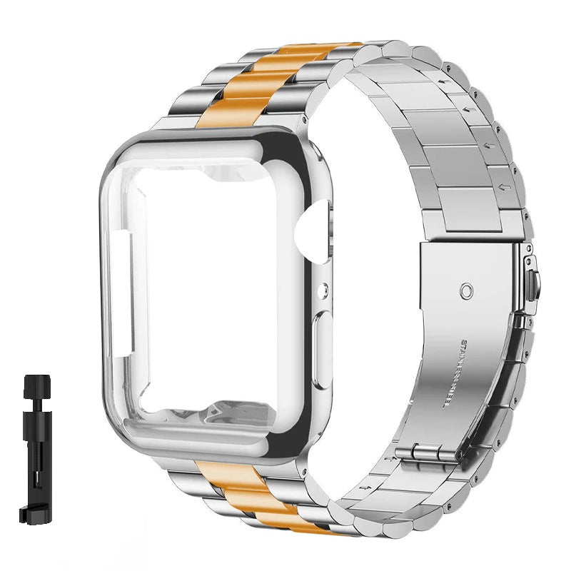 Case and Stainless Steel Strap Replacement Set for Apple Watches