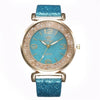 Shimmering Rhinestones with Frosted Vegan Leather Strap Quartz Watches