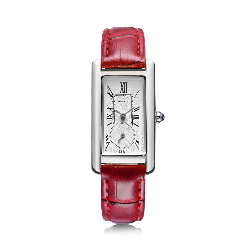 Multi-color Rectangle Case Waterproof Vegan Leather Strap Quartz Watches