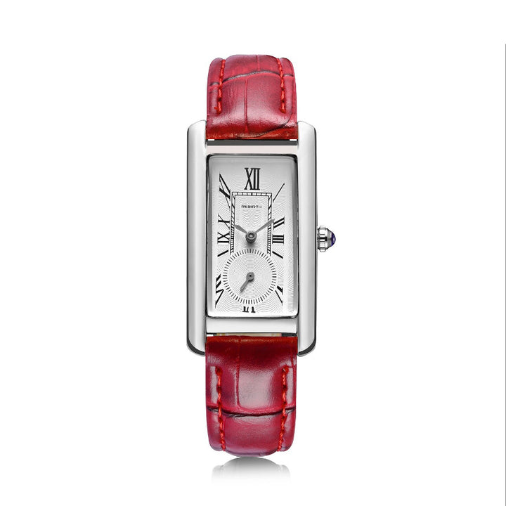 Multi-color Rectangle Case Waterproof Vegan Leather Strap Quartz Watches