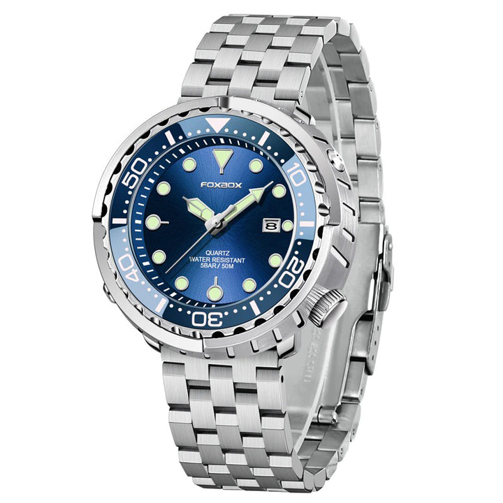 Rotating Bezel Waterproof Watch with Luminous Hands and Indicators