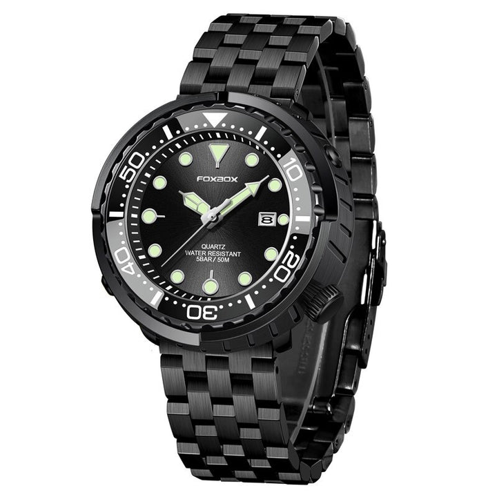 Rotating Bezel Waterproof Watch with Luminous Hands and Indicators