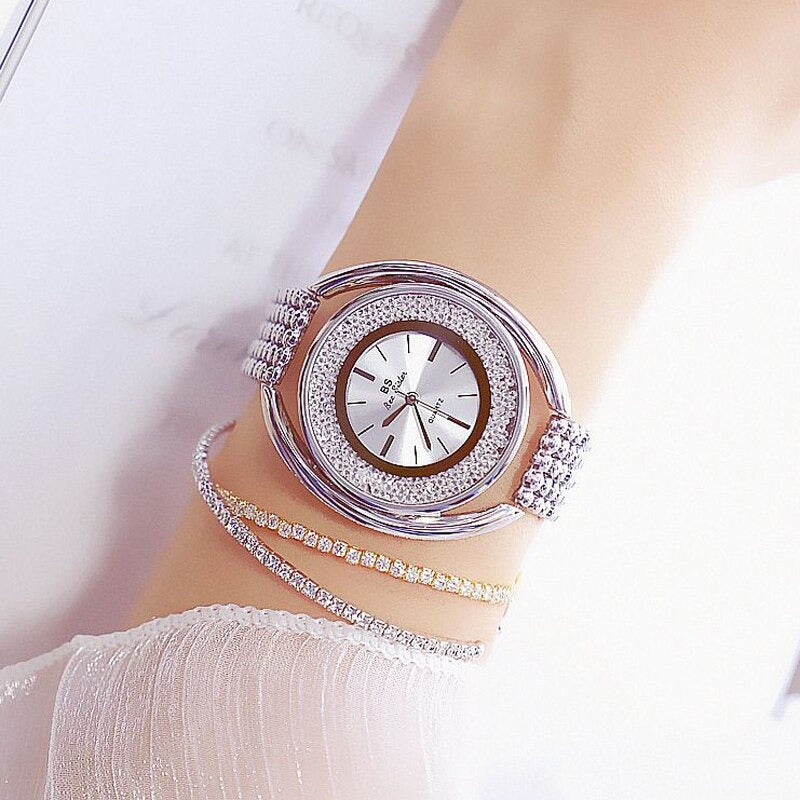 Glistening Unique Design Rhinestone Encircling Quartz Watches