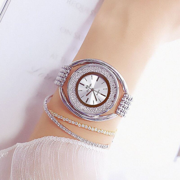 Glistening Unique Design Rhinestone Encircling Quartz Watches
