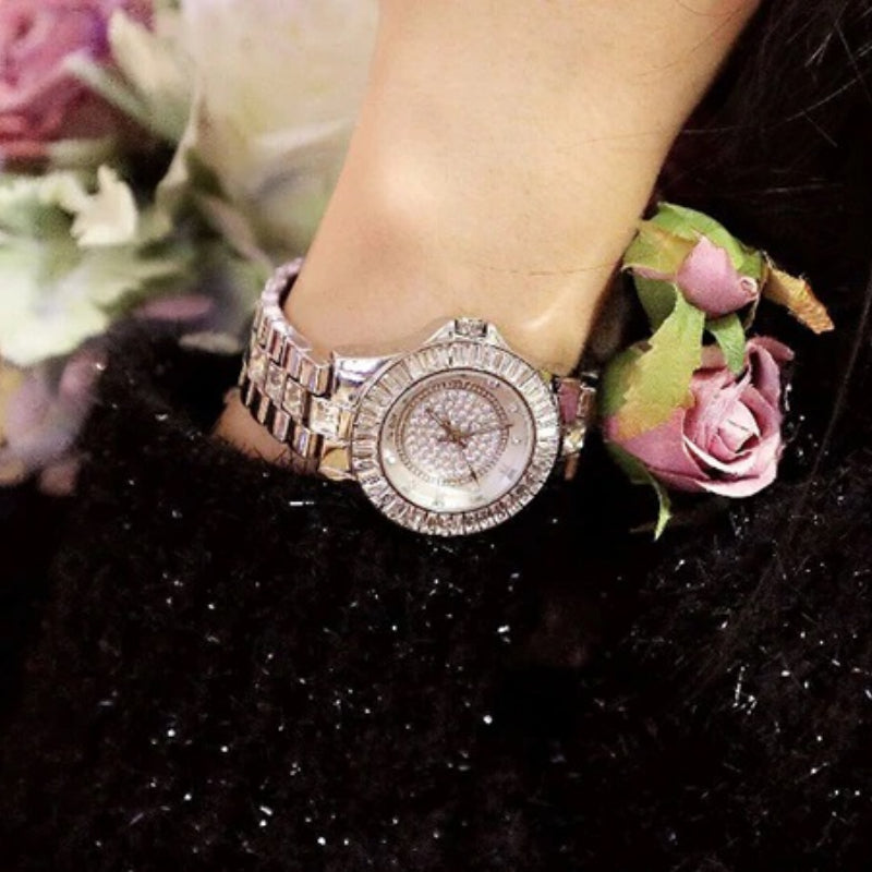 Luxurious Rhinestone Bling Ceramic Band Quartz Watches