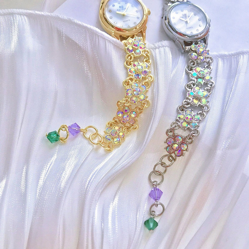 Spring Fling Rhinestone Accent Dial Quartz Watch Bracelet