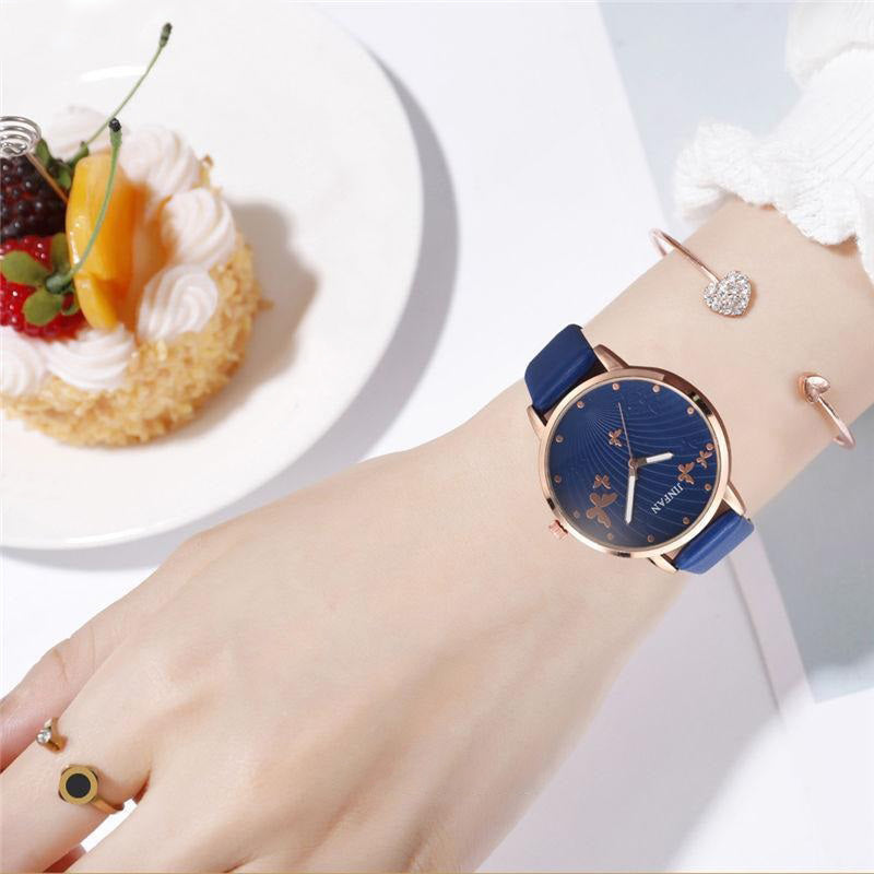 Minimalist Graceful Butterfly Dial with Soft Vegan Leather Strap Quartz Watches