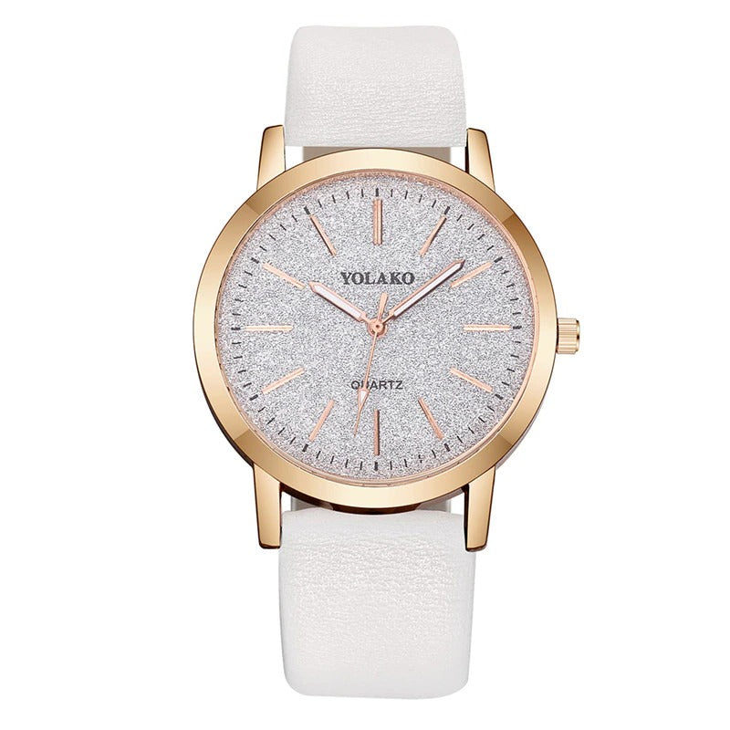 Brilliant Starry Sky Round Simple Dial with Vegan Leather Band Quartz Watches